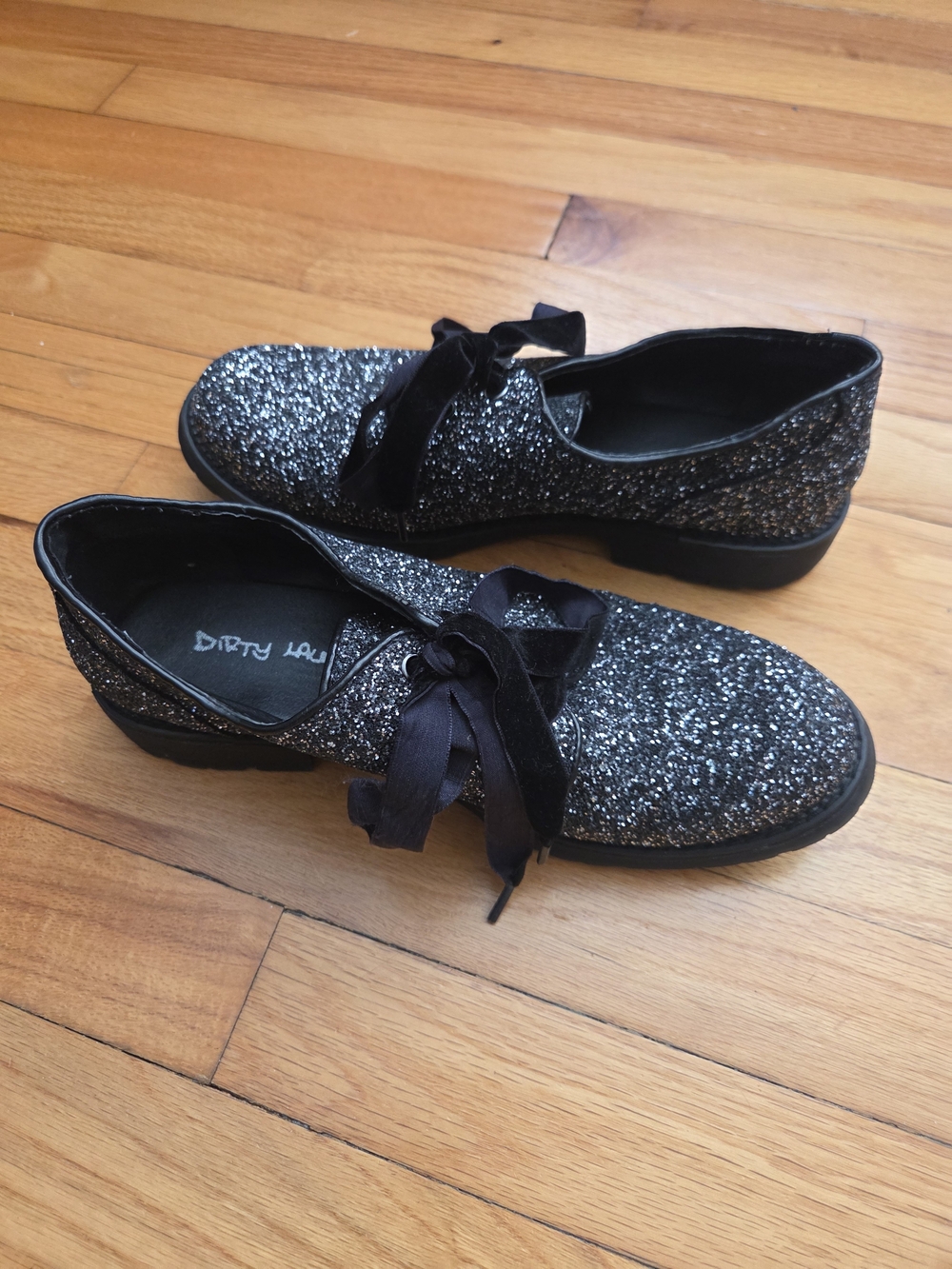Dirty Laundry Black Glitter Lace-Up Women’s Shoes Size 8.5